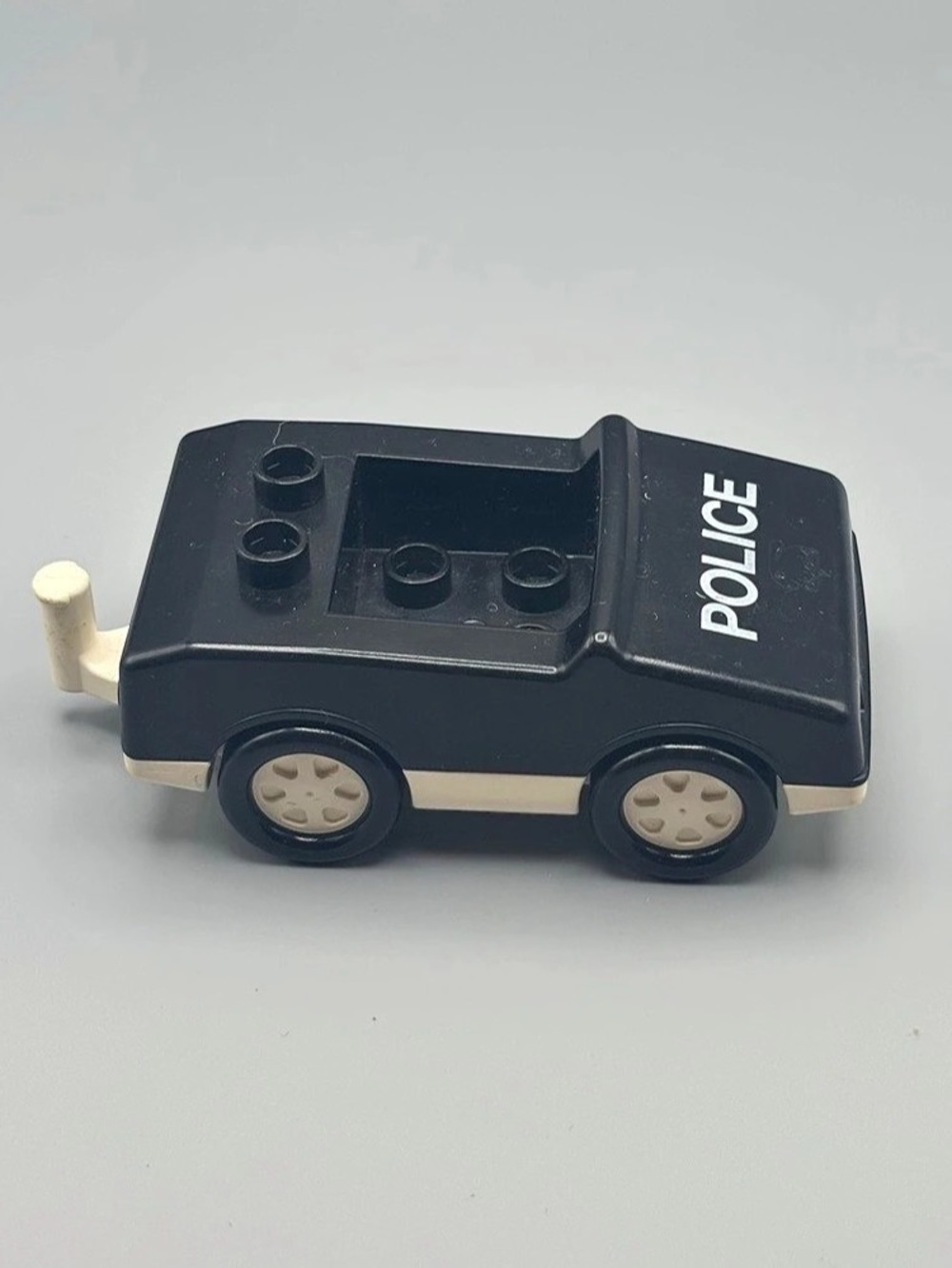 Vintage Lego Duplo Black and White Police Sports Car Vehicle